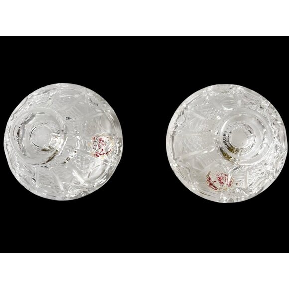 PAIR Candlestick Holders 24% Lead Crystal 3.5 x 2 in West Germany Christmas GIFT - Picture 3 of 6